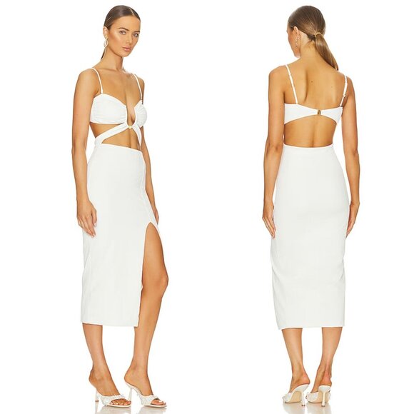 New! ViX Paula Hermanny White Zene Ester Midi Dress Size Large 26652 - Picture 1 of 14